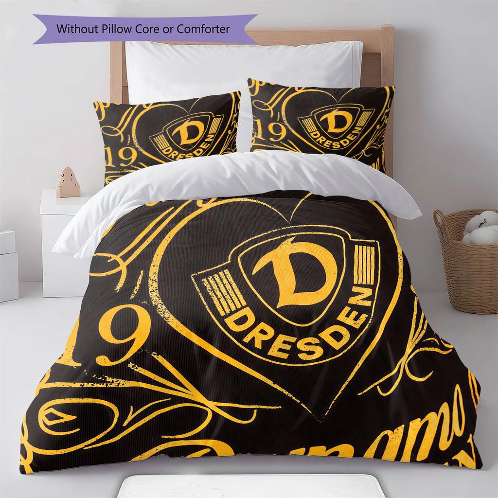 Dynamo Dresden Pattern Bedding Home Decoration Birthday Gift ( 1 duvet cover + 2 pillowcase, without core),fan merchandise.