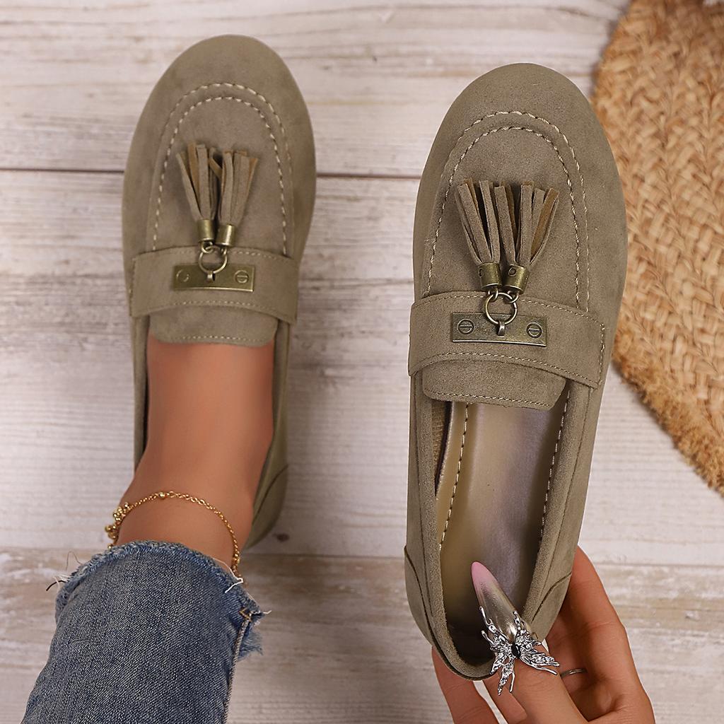 Модные женские балетки, уличные, с кисточками, плоские кроссовки, женские удобные лоферы для отпуска, с круглым носком, обувь для ходьбы, женские zapatos de mujer