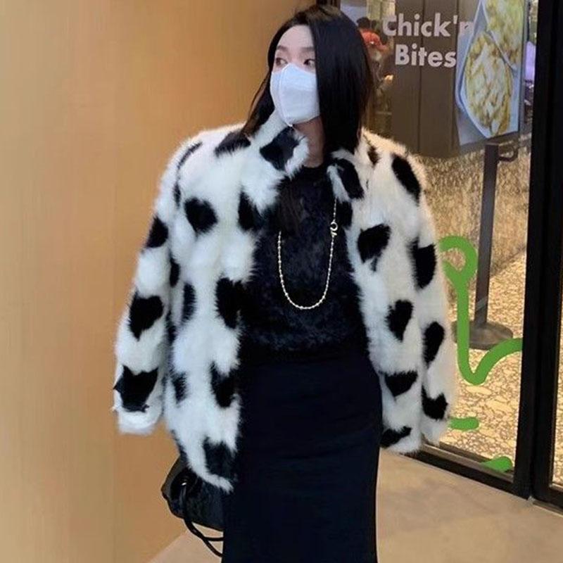 Пальто Heart Temperament Plush, зимнее теплое, воротник-стойка, искусственный мех, куртки, женская утепленная верхняя одежда, женское зимнее пальто