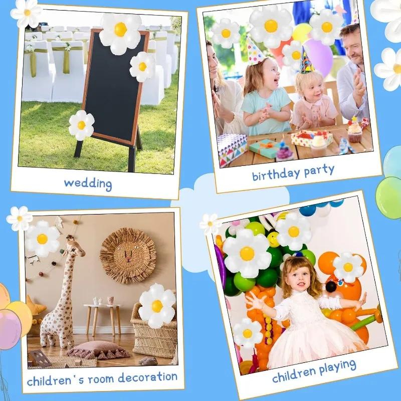 10/1 шт., белые ромашки, воздушные шары из фольги, разноцветные, с изображением подсолнуха, гелиевые шары, детские товары для дня рождения, вечеринки, детского душа