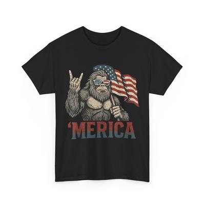 Бигфут Мерика Рок Американский флаг Патриотичный США 4 июля Футболка