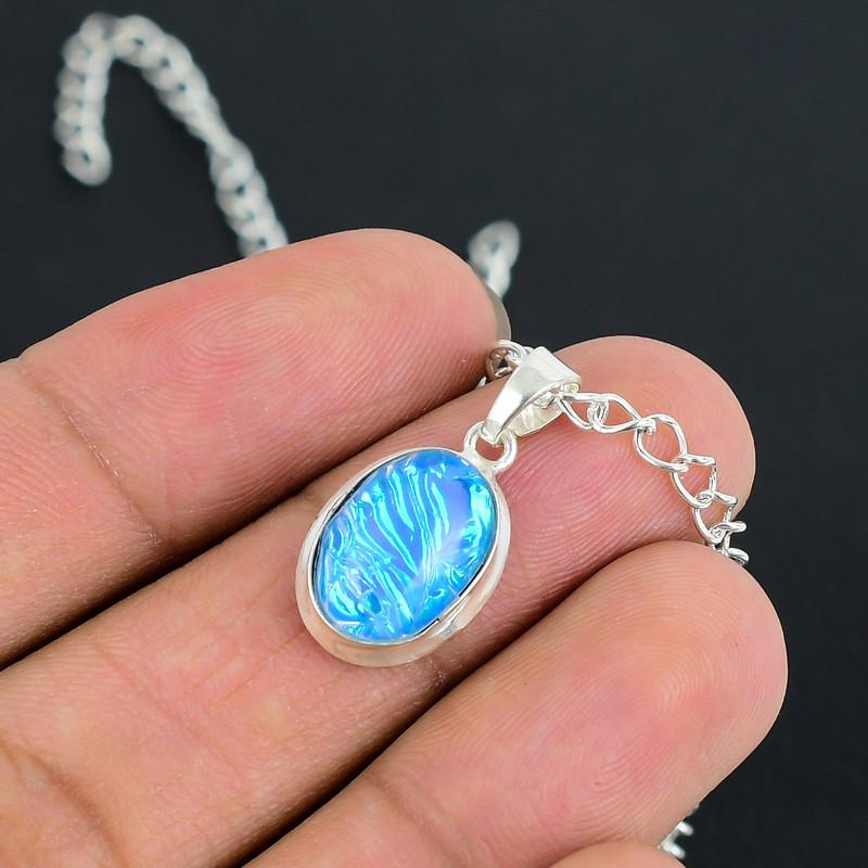 Подвеска с замком S-Lock Blue Opal 10x14, изготовленная вручную из полированного серебра 925 пробы, с современным дизайном, подарок на свадьбу