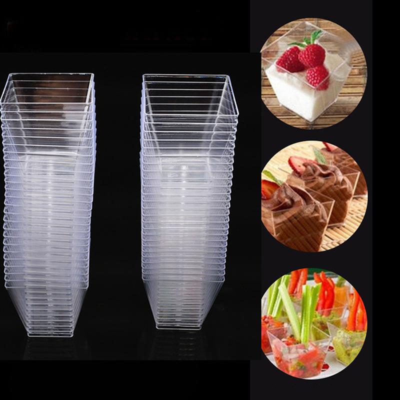 10 шт. Пластиковые стаканчики для десерта трапециевидной формы одноразовые контейнеры для торта и десерта