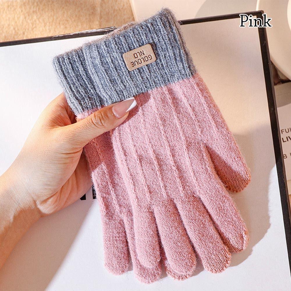 Thicken Knitted Gloves Plus Velvet Touch Screen Mittens Outdoors Men Women