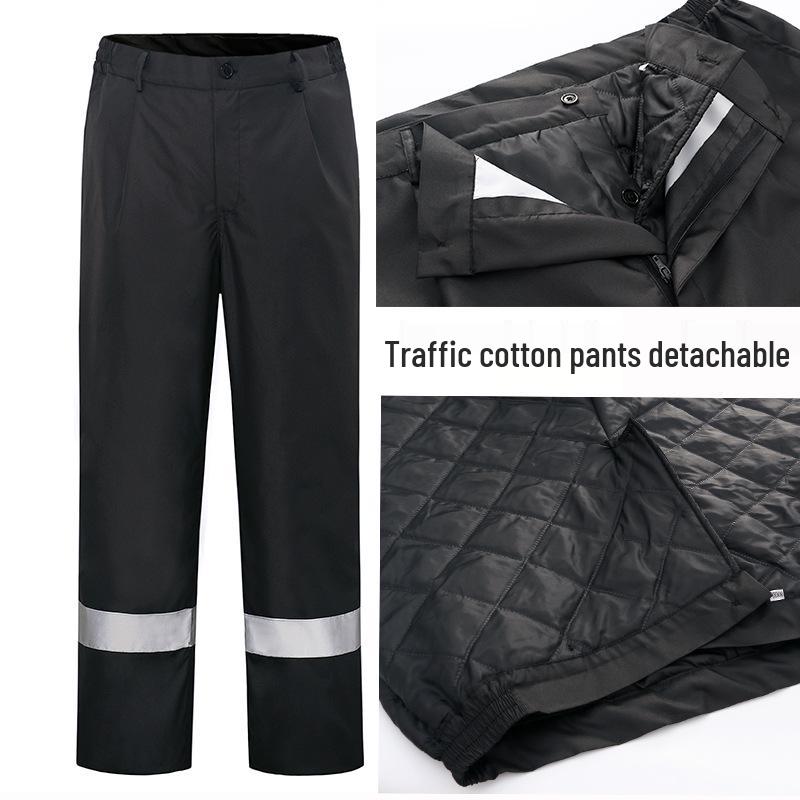 Светоотражающее водонепроницаемое зимнее пальто с толстой внутренней подкладкой для несения службы на дорогах и защиты от холода