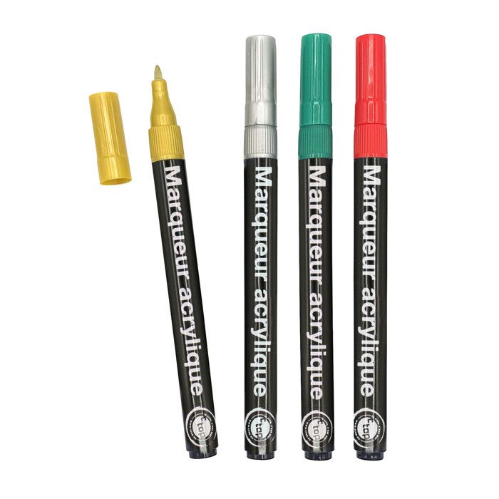 Marqueurs fins peinture acrylique couleurs Noël 0,8 mm 4 pièces