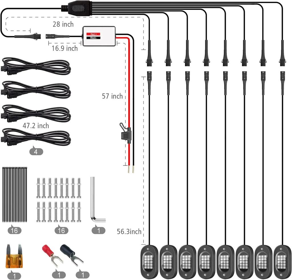 4/6/8/10/12 Pods RGB LED Rock Light APP Control Music Neon Car Underglow Chassis Light Offroad Truck SUV 4x4 ATV Boat Car Led