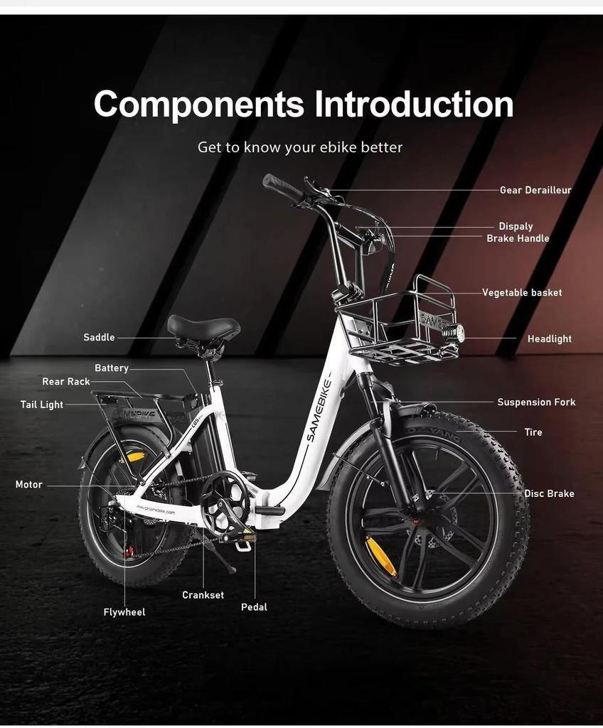 2026 New C05 pro Fold Electric Bike 500W Motor 36V 13AH City Travel Commute Electric Bicycle 20*4.0 Inch Tire USB phone charging.