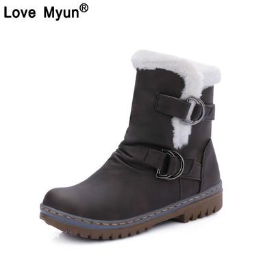 Модные зимние ботинки женские зимние ботинки на плоской подошве зимняя обувь теплые меховые ботинки до середины икры весна осень женская обувь большие размеры 34-43