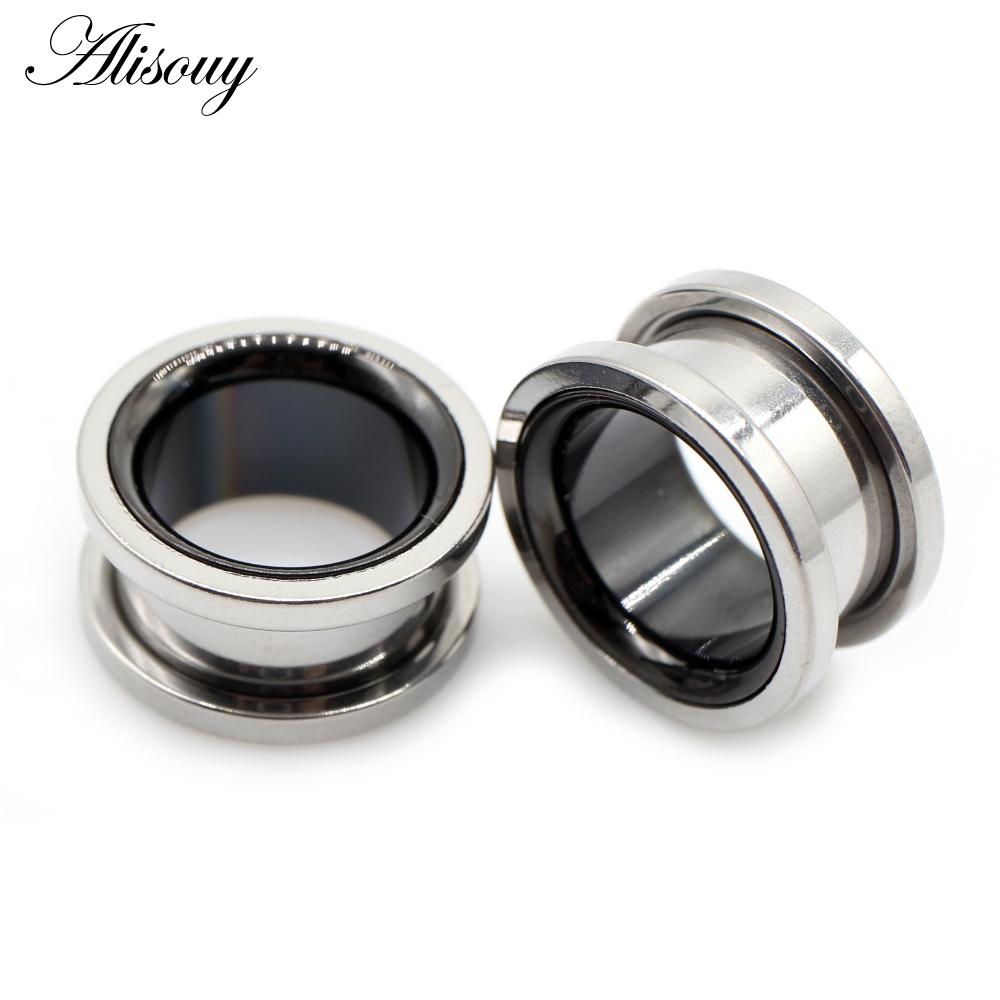 Alisouy 2 шт. Smiple полые расклешенные беруши из нержавеющей стали туннельный расширитель носилки манометры пирсинг плоти серьги украшения для тела
