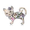 Lovely Enamel Cat Brooch Women Rhinestone Flower Animal Corsage Pins Gifts
