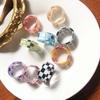 Candy Color Checkerboard Lattice Plaid Resin Korean Style Open Rings Finger Rings Acetate Ring
