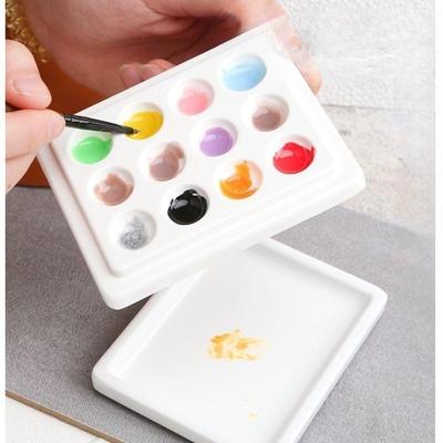 SeamiArt 12 Grid Mini Watercolor Palette With Cover Иллюстрированная детская палитра с волнами, расписанными вручную