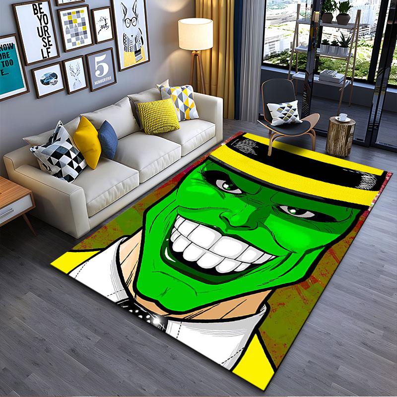 Green Face Illustration Carpet suitable as a non-slip mat for the living room or bedroom sofa