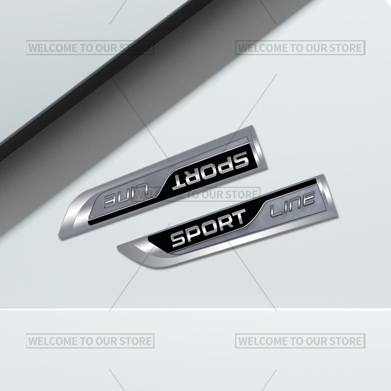 JBIW9 3D Car Styling Sport Line Emblem Side Badge Metal Stickers Rear Trunk Decals For Skoda Citigo Octavia Kodiaq Kamiq Yeti Fabia RS