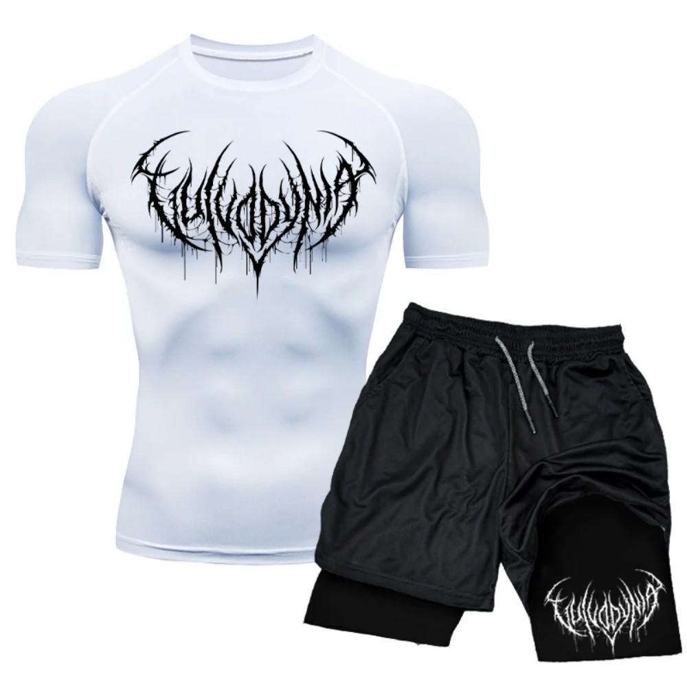 Men's Quick-Dry Compression T-shirt & Shorts Set - Fitness & Running Sportswear
