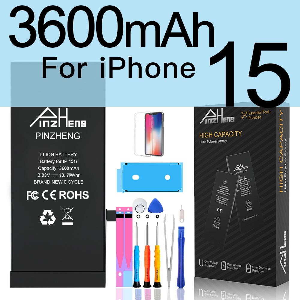 PINZHENG Реальная батарея высокой емкости для iPhone 14 15 14 Pro 15 Pro 14 Pro Max 15 Pro Max 14 Plus 15 Plus Запасные аккумуляторы