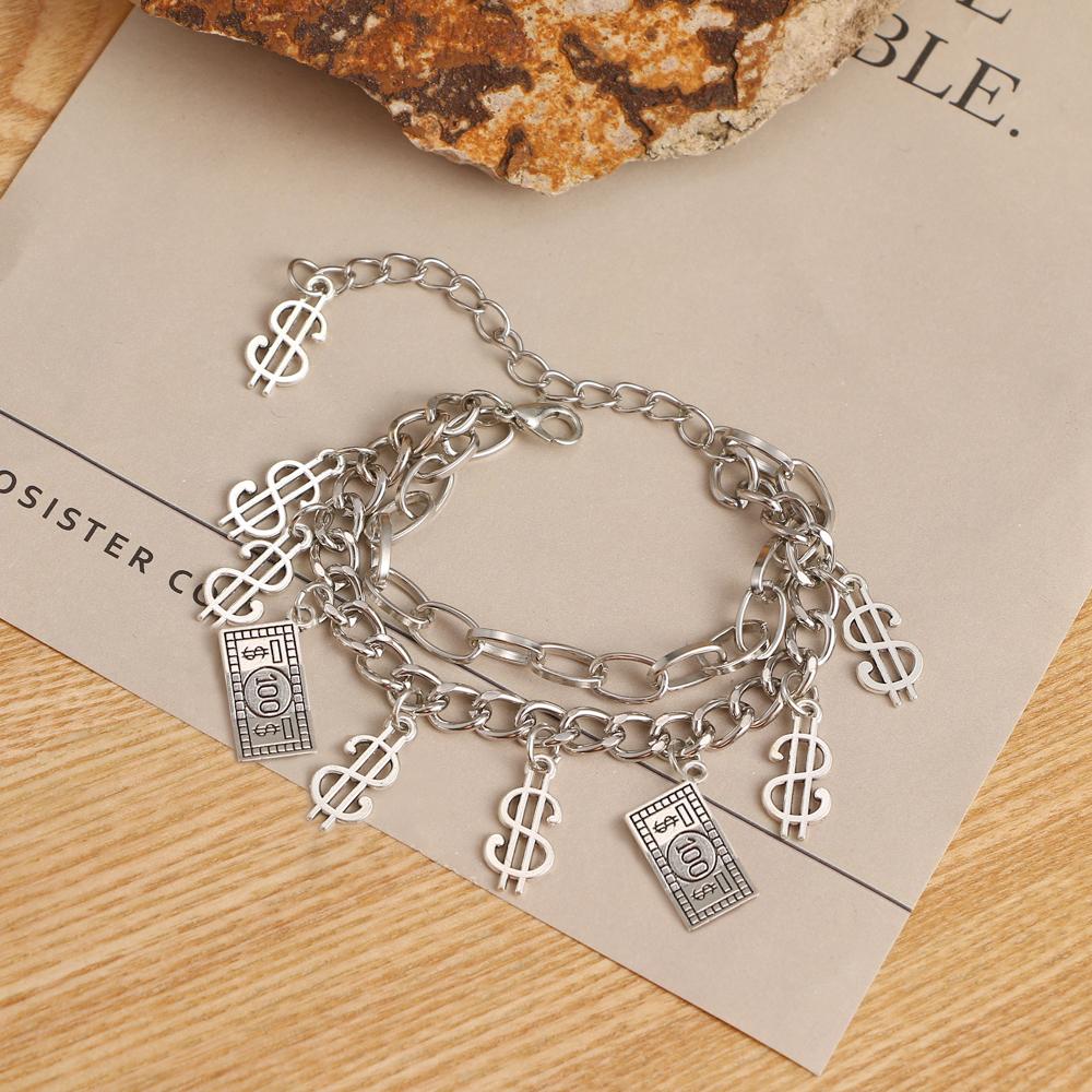 Браслет в стиле ретро с двойным медведем и колокольчиком, браслет с подвеской, модный тренд, браслет со смайликом, милый простой браслет, ювелирные изделия