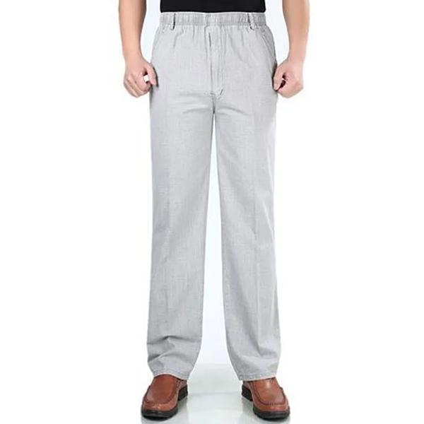 WTEMPO XL-5XL Весна Лето Осень Зима Однотонные Повседневные Длинные Брюки Мужские Хлопково-Льняные Эластичные Средняя Посадка Большой Размер Дышащие Свободные Карманы Брюки