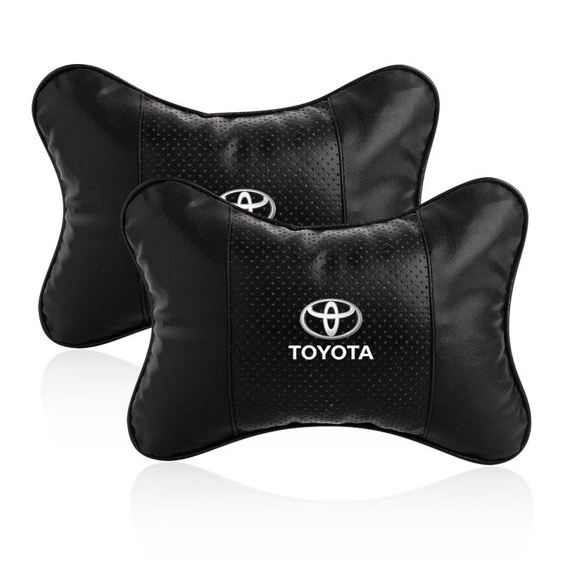 1/2Pcs Leather Car Interior Seat Headrest Neck Pillow Car Accessories For Toyota GR Camry Corolla Yaris Chr Auris Avensis T25