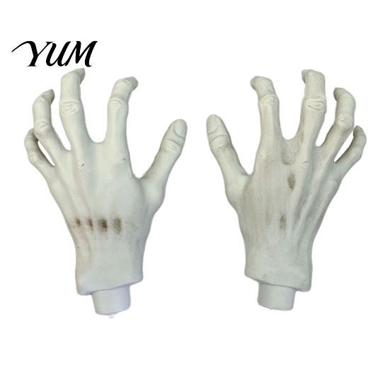 Halloween Scene Setting Props 1 Pair Skeleton Hands, Realistic Plastic Zombie Life Scary Human Hand Prop Size Severed Fake Hands for Terror