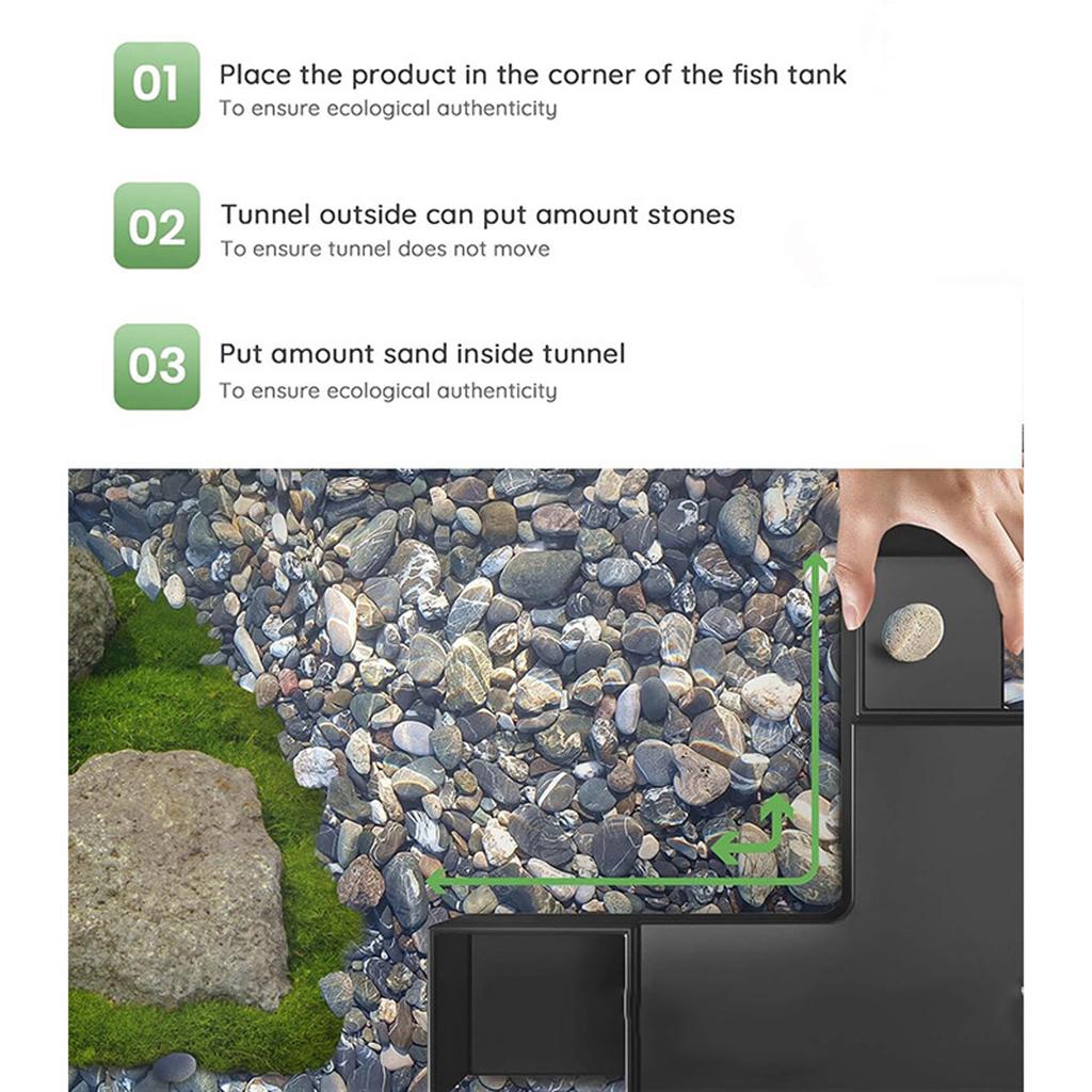 Аквариумный ландшафт Угловой туннель Аксессуар для дисплея аквариума Укрытия Пещера Туннель Безопасный для креветок Рыб Угловое украшение