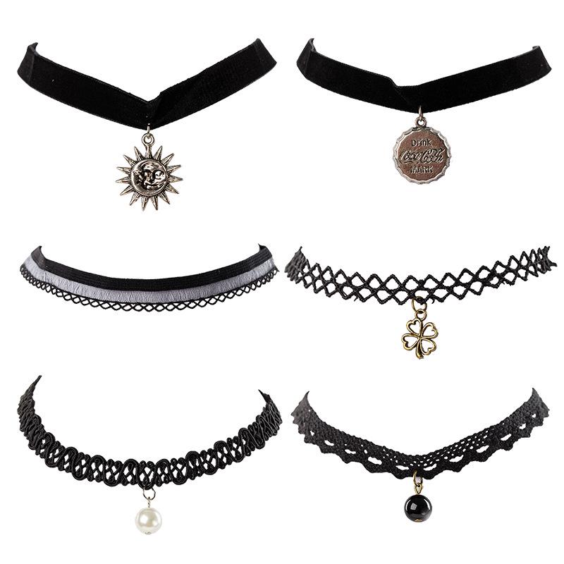 Korean Style Lace Choker Necklace Set: Clavicle Chains & Neck Straps