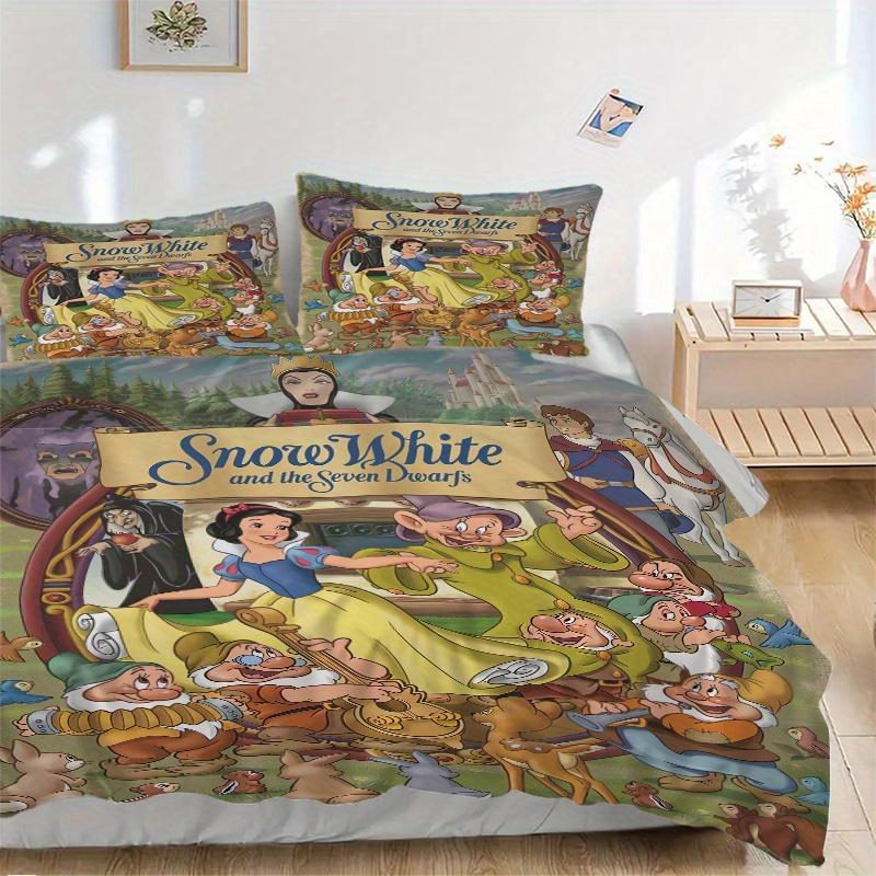 3pcs Snow White Dwarfs & Friends Print Cover Set Ultra Soft, Breathable, and Comfortable Bedding with Stylish Design for Bedroom and Guest Room D