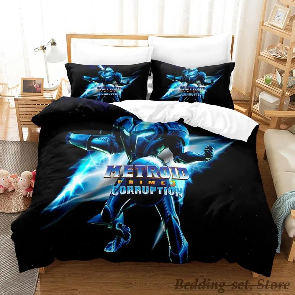 Metroid Prime Bedding Set Single Twin Full Queen King Size Bed Set Adult Kid Bedroom Duvetcover Sets Game Parure de lit Bed