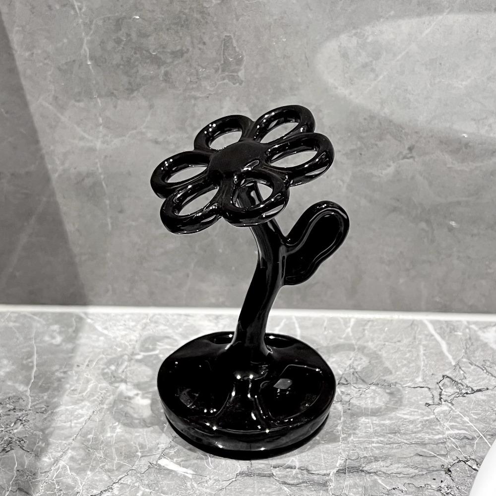 Керамический держатель для зубных щеток в форме цветка, 6 слотов, Держатель для хранения в ванной, Влагостойкий, Роскошный стеллаж для зубных щеток, Принадлежности для ванной