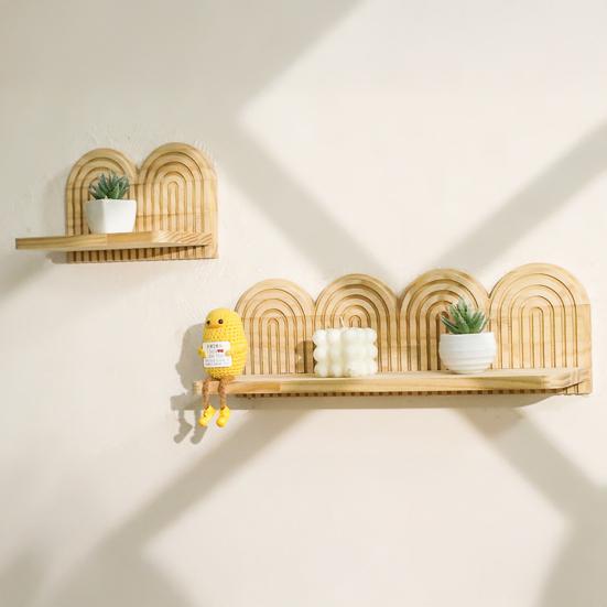 Спиральная настенная плавающая полка Богема Фермерский дом Рустик Деревянная настенная полка для дисплея Украшение Гостиная Спальня Ванная Комната Стеллаж для хранения