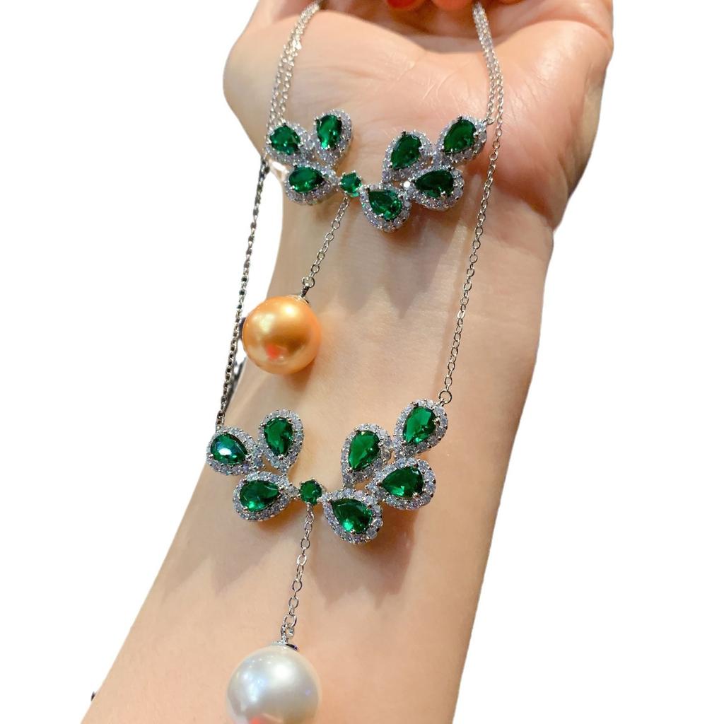 Интернет знаменитость жемчужный кулон женский холодный ветер золото жемчужное ожерелье кость цепочка женский