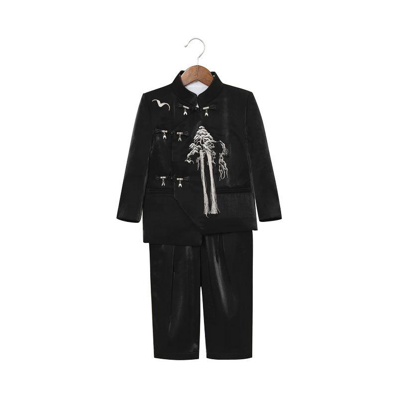 Осенний детский ханьфу костюм тан: Вышитый комплект в национальном стиле со стойкой для выступлений