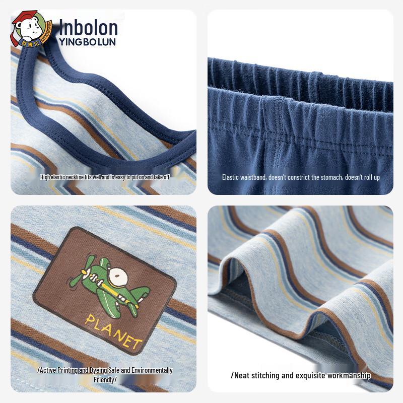 Yingbolun Boys' Pure Cotton Long Underwear Set