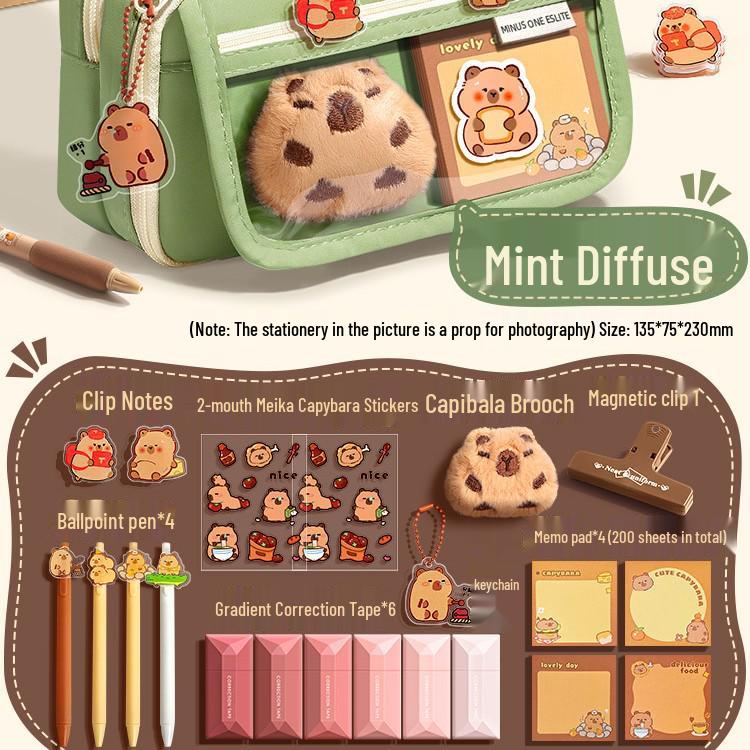 Капибара Прозрачный пенал большой вместимости, грязеотталкивающий, милый и стильный для учеников средней школы