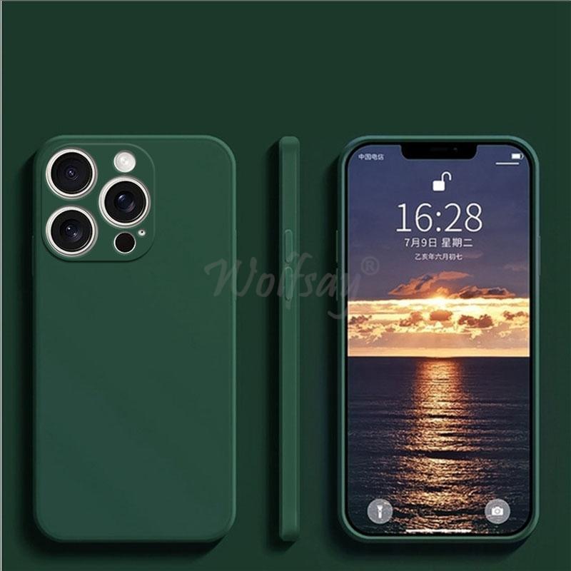 Чехол для iPhone 16 Pro Max Жидкий силикон Оригинальный Однотонный Резиновый ТПУ Защитный Чехол Для iPhone 16 15 Pro Max Чехол ТПУ Ударопрочный
