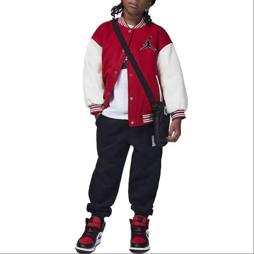 (PS) Air Jordan Varsity Logo Jacket 'Red White' Kids' FV6042-687