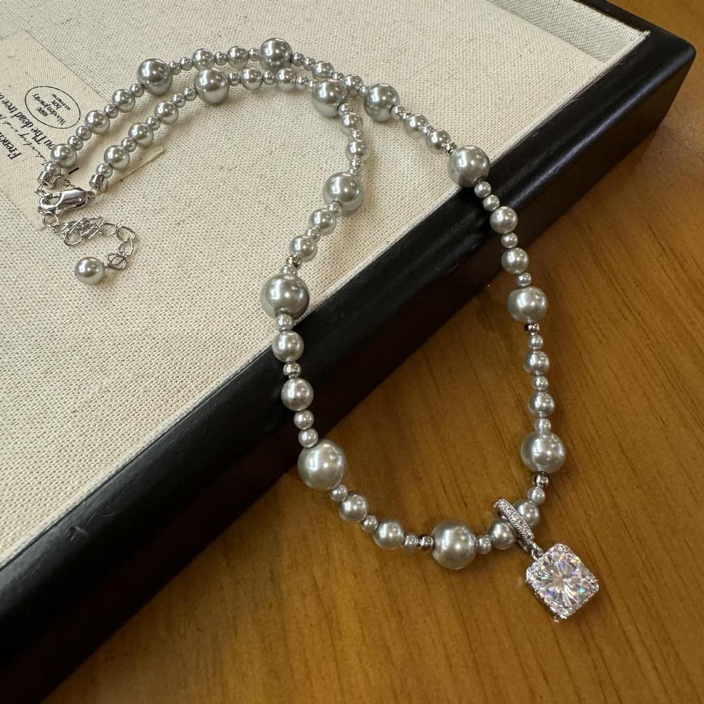 Ожерелье из жемчуга Manta Rose Shijia с аметистом и цепочкой для свитера с кубиками пузырчатого сахара - Женские осенне-зимние украшения с подвеской