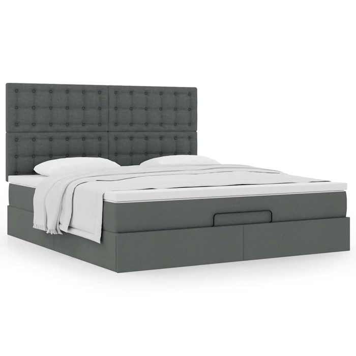 Cadre de lit ottoman - 160x200cm - Matelas inclus - Tête de lit - Rangement sous le lit