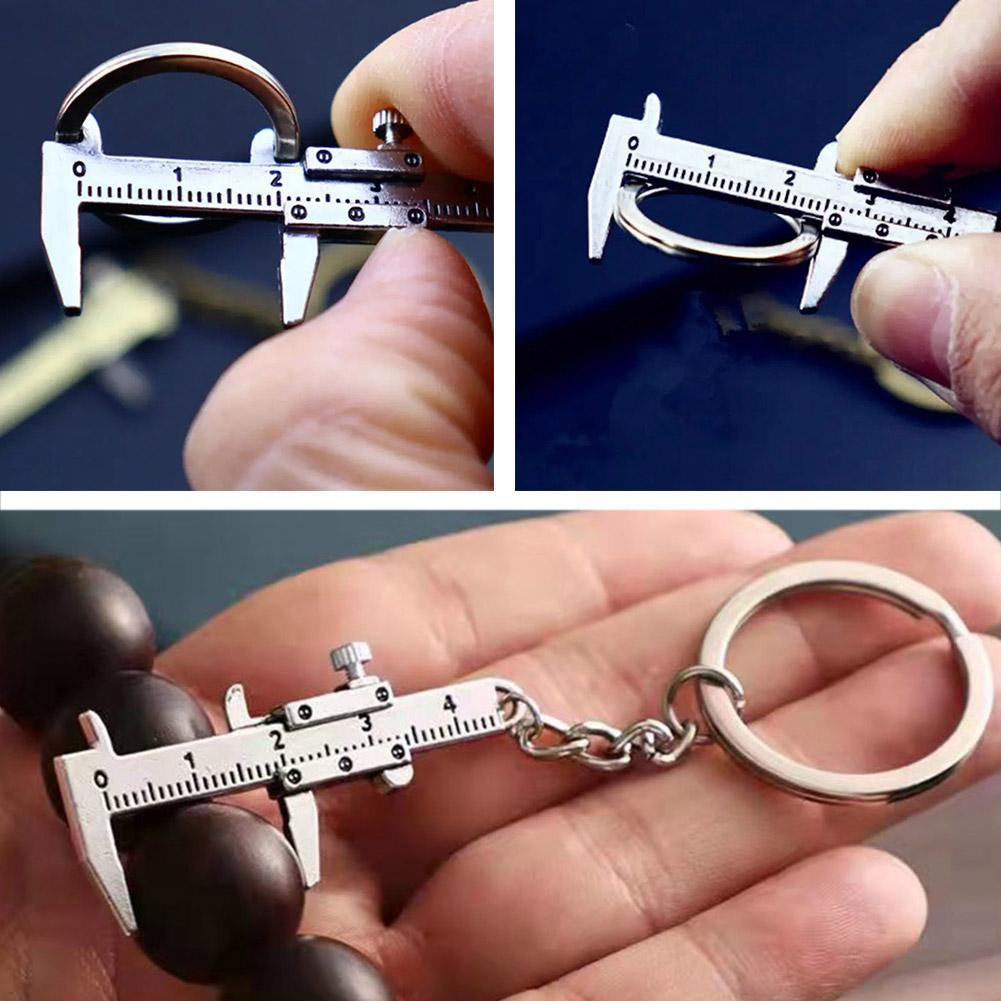 Fashion Car Key Mini Vernier Caliper Portable Keychain Ornaments Measuring Gauging Tools Car Turbo Key Chain Ruler Caliper