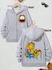 Quick Garfield Zip-up Hoodie Children Summer Cute Cartoon Crewneck Boys Girls Age 3-14