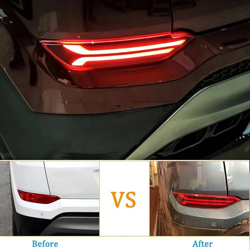 2 шт./пара светодиодных стоп-сигналов, отражатель заднего бампера, подходит для Hyundai Tucson 2015-2018, автомобильные аксессуары, противотуманные фары, светодиодные сигнальные лампы