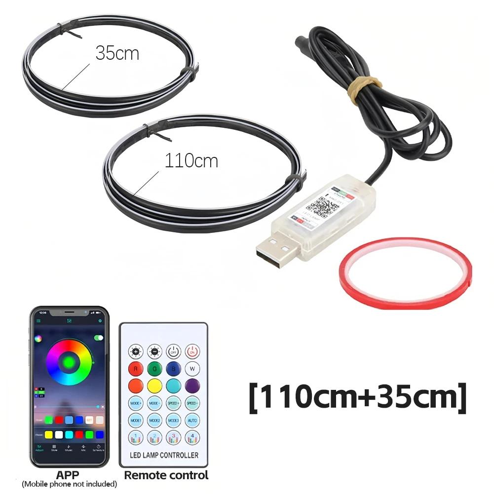Car Ambient Lights 3in1 Universal LED Symphony RGB Atmosphere Lamp USB APP Remote for IOS Android for Tesla Model 3 Y S X