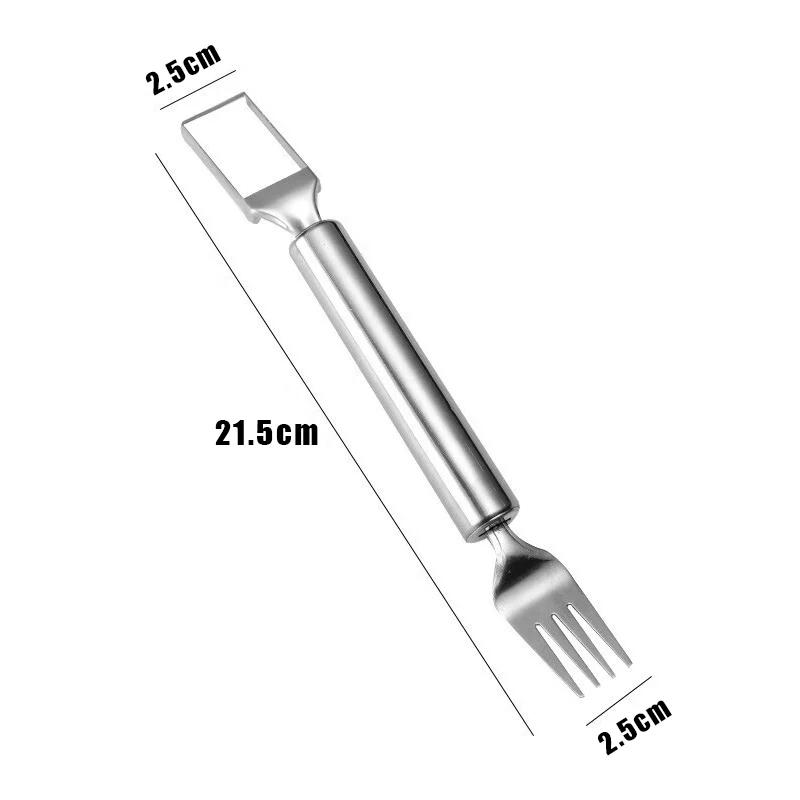 2-in-1 Stainless Steel Fruit Cutters Dual Head Watermelon Fork Cutter Slicer Tool For Home Kitchen Gadget Melon Cube Cutter