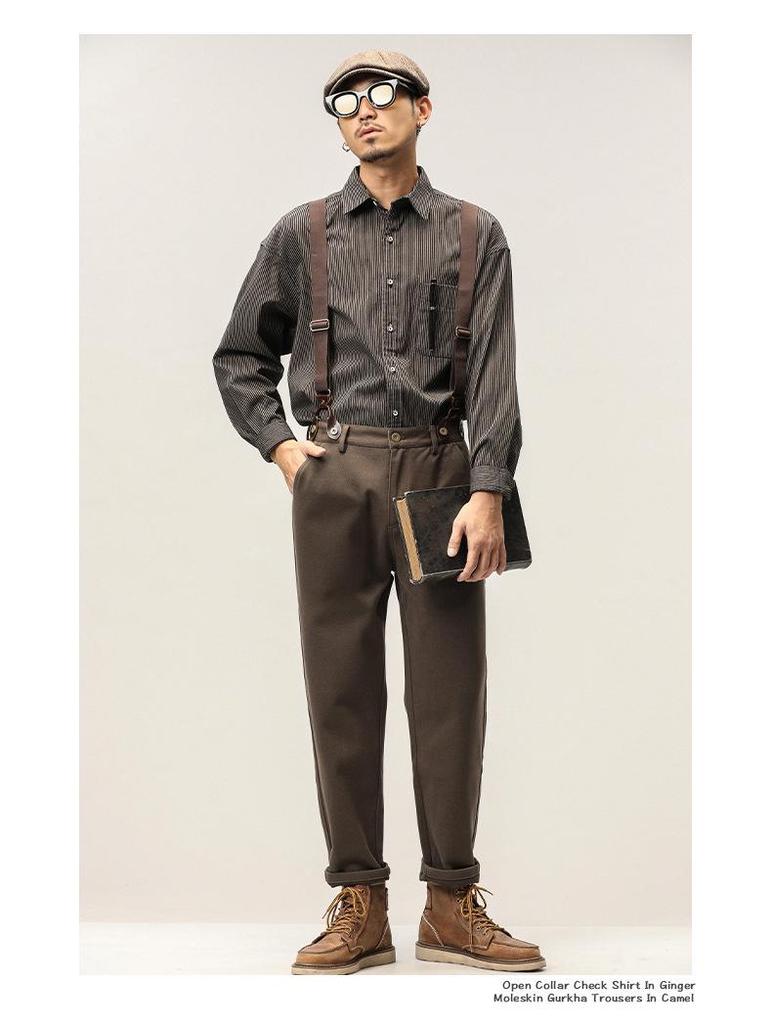 Мужские шерстяные свободные повседневные брюки в стиле ретро в британском стиле панк - комбинезон Four Seasons Trendy