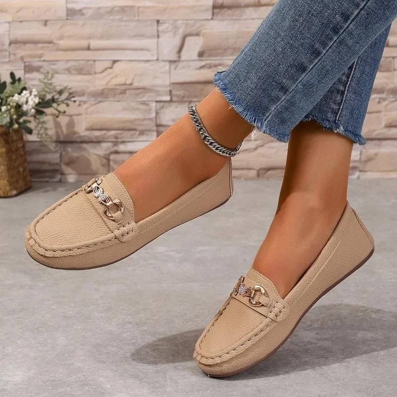 Fashion Women's Casual Slip On Mary Jane Shoes 2025 Spring Autumn Comfortable Round Toe Solid Soft Sole Flat Loafers Zapatos De Mujer