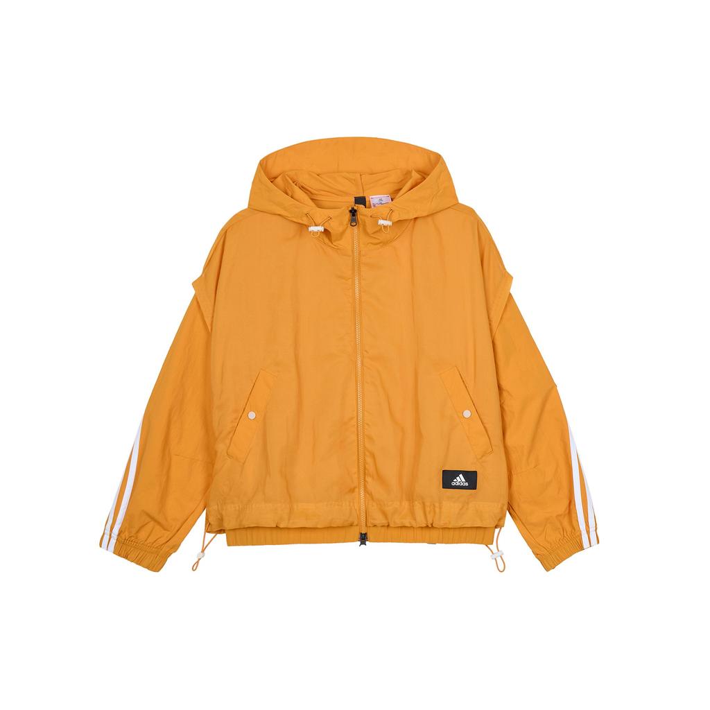 Adidas Полосатая куртка с капюшоном и молнией, женская куртка, желтая HA0813