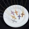 Stainless Steel Plated Pendant Necklace Women With Crystal Zircon Cross Charm Fashion Minimalist Locket Chain Jewelry