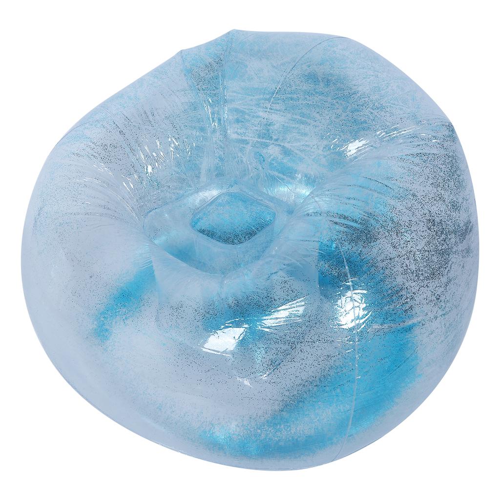 Взрослое прозрачное складное надувное кресло-диван с декором из пайеток для отдыха, сна, синего цвета