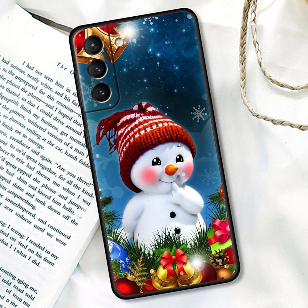 S24Ultra Для Samsung Galaxy S21 S20 FE S22 Ultra 10 S23 S24 Plus Чехол для телефона Funda Cover Подарок на Рождество Санта Клаус Снеговик